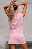Myosotis 2 Pieces Mineral Wash Cotton Tank Top Lined Split Skirt Set