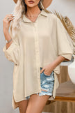 Apricot 3/4 Puff Sleeve Oversize Shirt