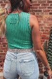 Sea Green Slim Ribbed Mineral Wash Tank Top