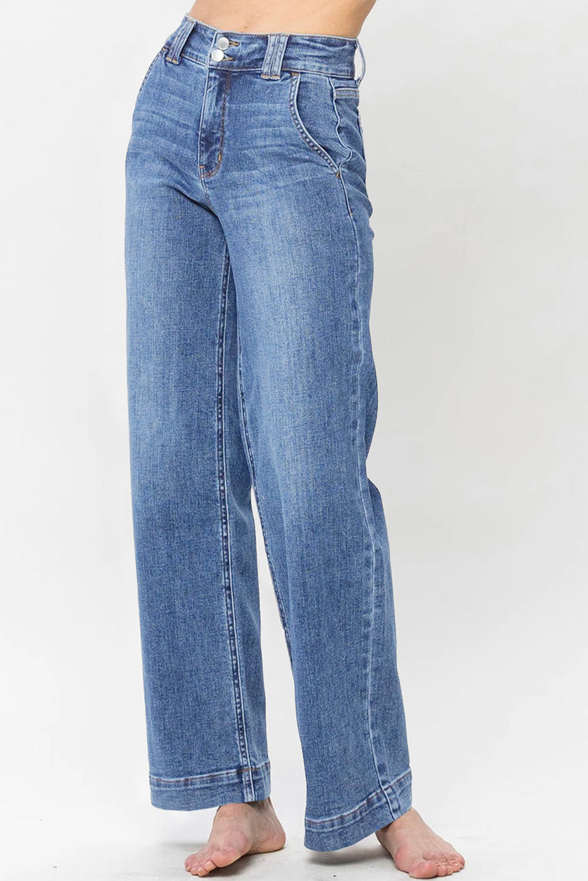 Ashleigh Blue Double Button Zip Fly Straight Leg Jeans