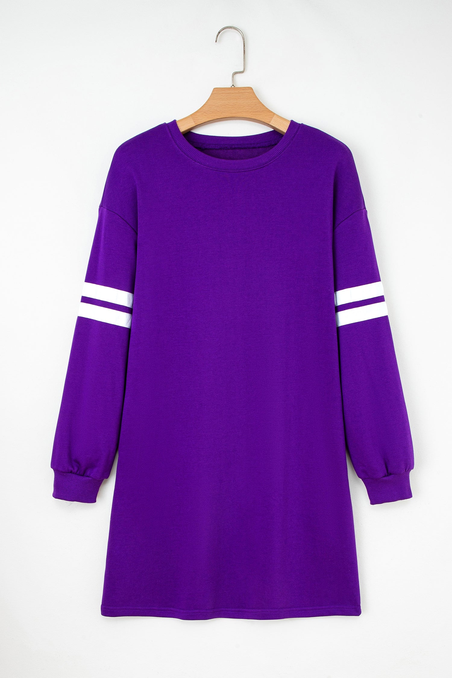 Black Varsity Contrast Banded Sleeve Shift Sweatshirt Dress