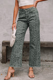 Brown Leopard Frayed Edge Wide Leg High Waist Jeans