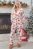 Red Christmas Bow Print Long 2pcs Pajama Set