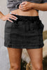 Black Drawstring Elastic Waistband Pocketed Denim Shorts