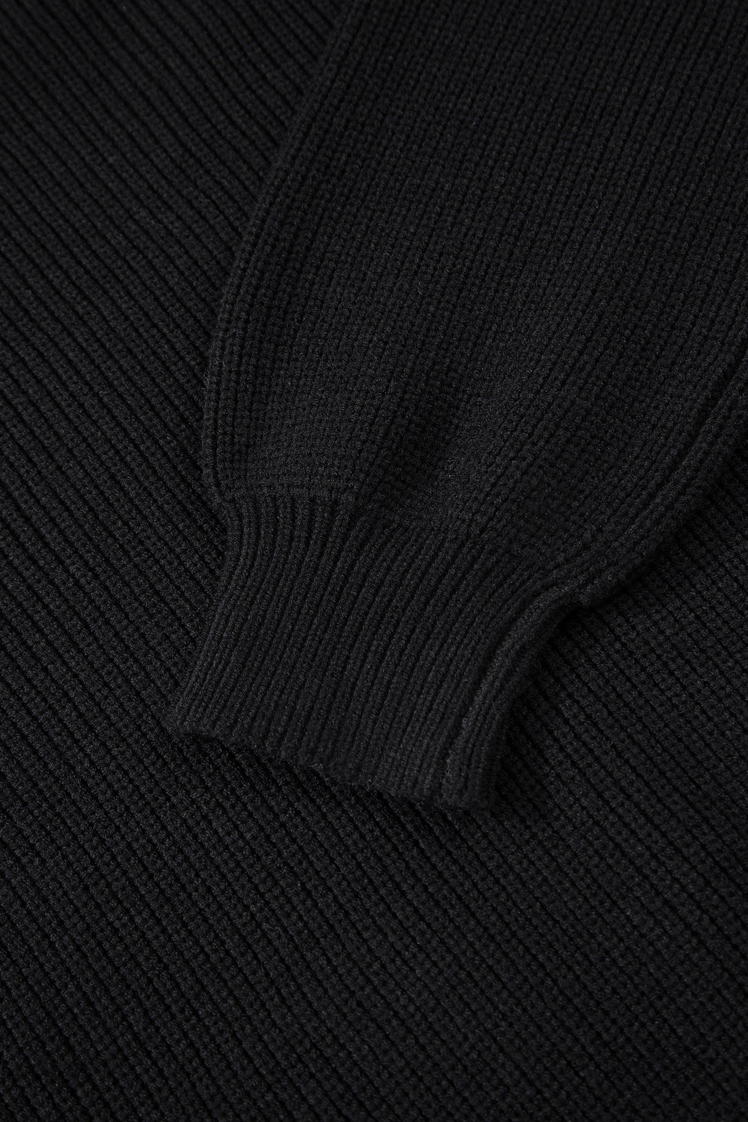Black Ribbed Knit Ribbon Knot Backless Drop Shoulder Sweater