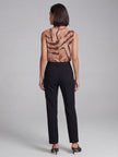 Tiger Print Sleeveless Top with Draped Cowl Neckline