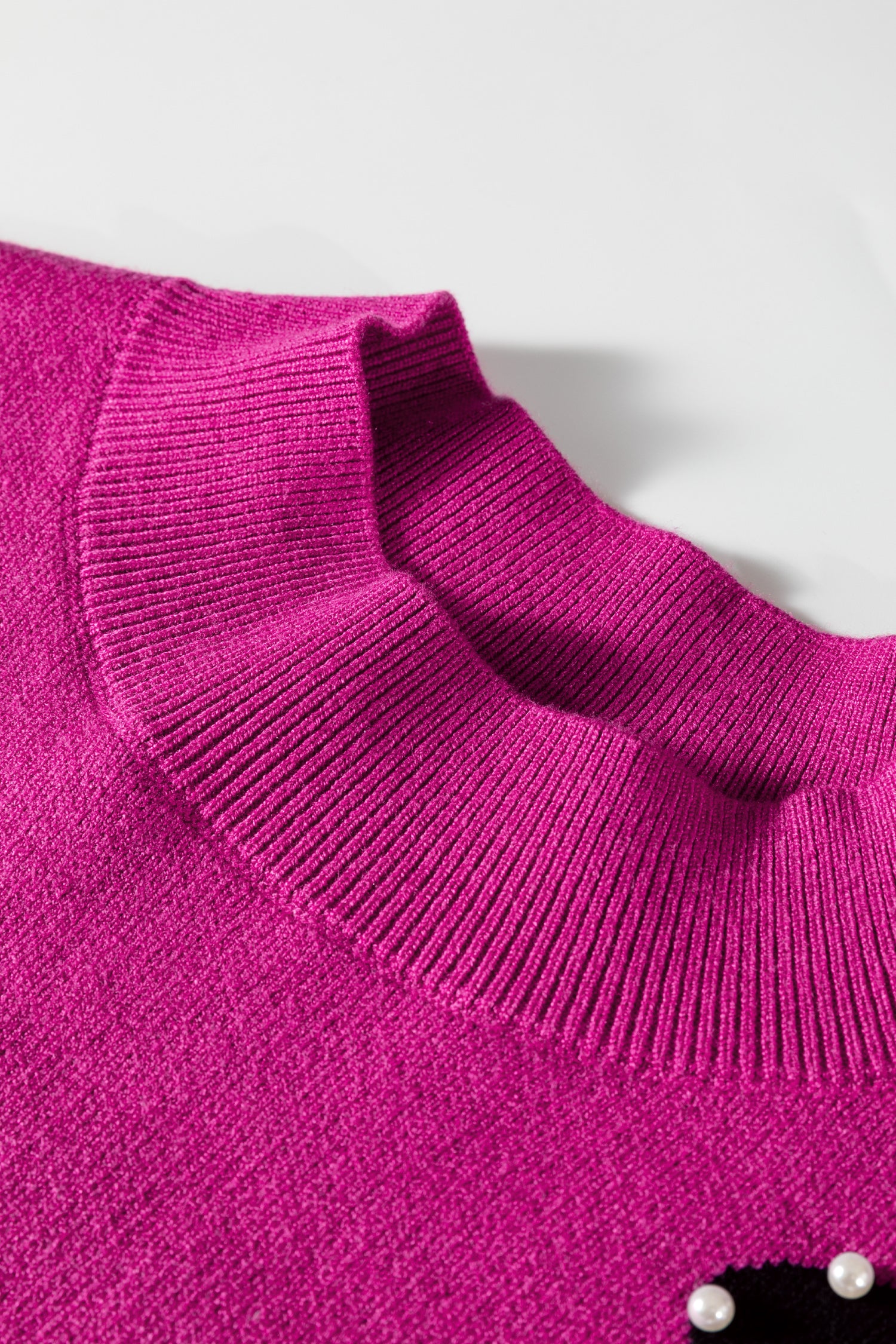 Blackish Green Pearl Embellished Bow Pattern Loose Sweater