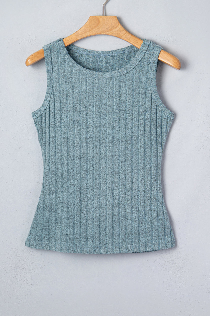 Sea Green Slim Ribbed Mineral Wash Tank Top