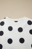 White Polka Dot Short Sleeve Top Casual Skort 2pcs Outfit