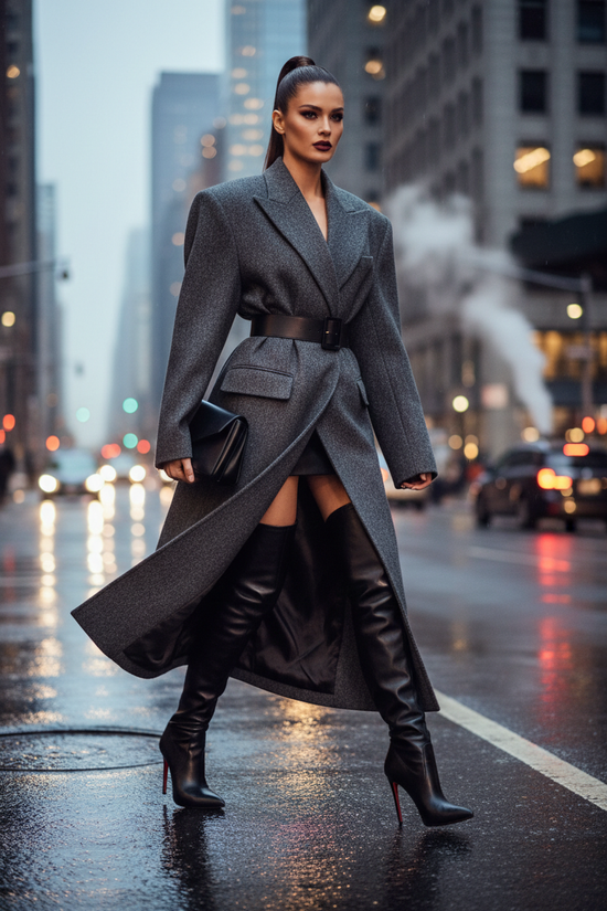 Long Coat & Thigh-High Boots